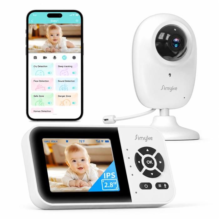 Babyphone écran LCD 2,4" GHB - Caméra 2,4 GHz, Vision Nocturne, Sans WiFi, Capteur Température, 2 Talkies - 7