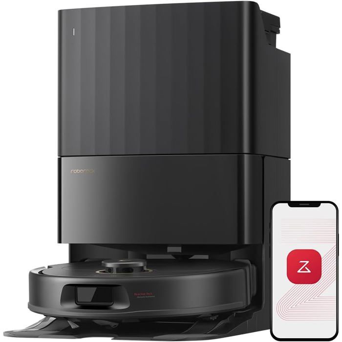 Roborock Qrevo S5V Aspirateur Robot Laveur avec Station 12000 Pa FlexiArm Double Anti emmêlement Séchage à 'air Chaud