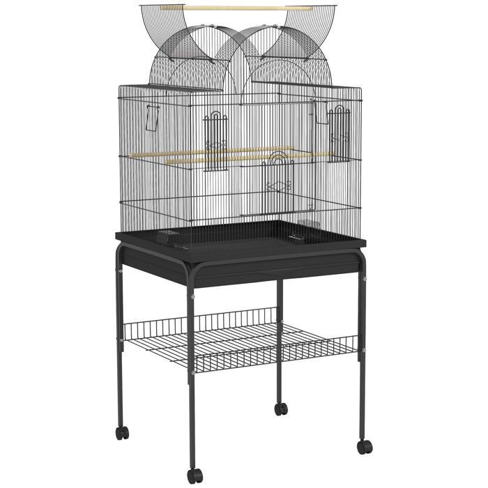 Meilleurs prix pour Pawhut birdcage - grande cage de perroquet en peau de tigre avec plateau étagère poste dalimentation birdhouse avec roulettes