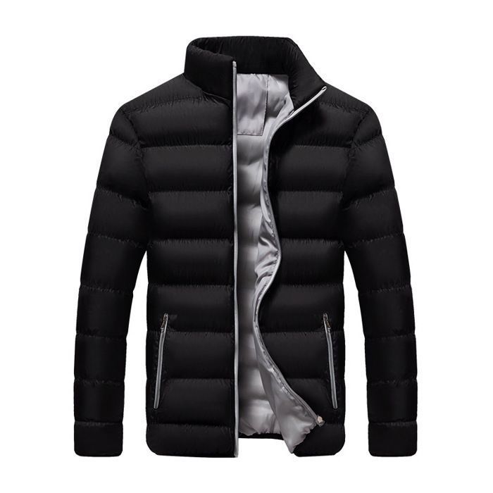 Doudoune Homme Doudoune légère Veste Chaud dhiver Col Montant pour Ski Patinage Noir Gris