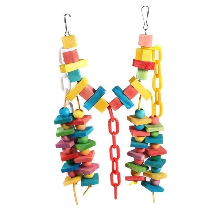 Jouet à mâcher en bois - Keeper - Perroquet - Balançoire suspendue - Multicolore