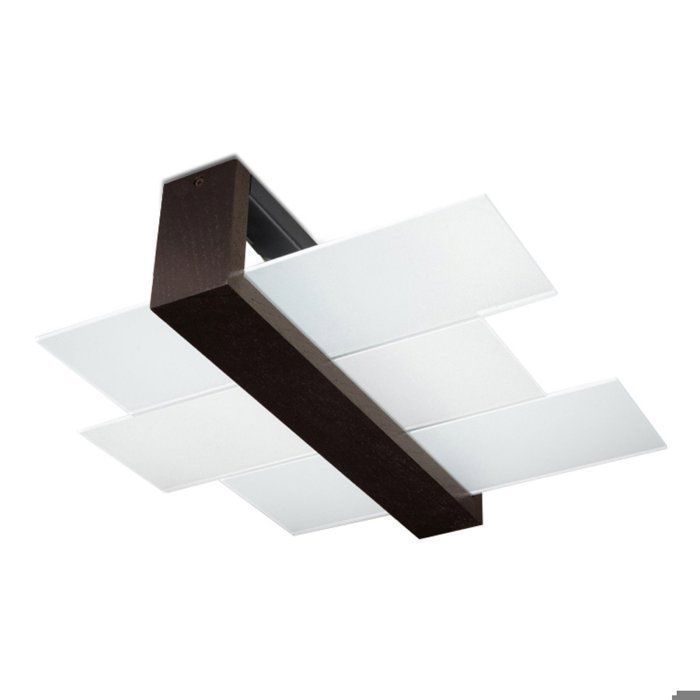 Plafonnier en Bois/verre - PHOENIX - Wengé - IP20 - Max 15W LED - E27 - Style Scandinave