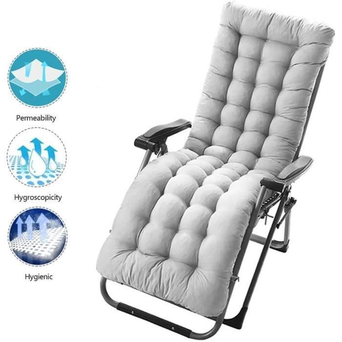 Coussin de Chaise Longue Bain de Soleil Coussin transat Jardin Exterieur antidérapante Coussin épais pour Fauteuil Relax Label