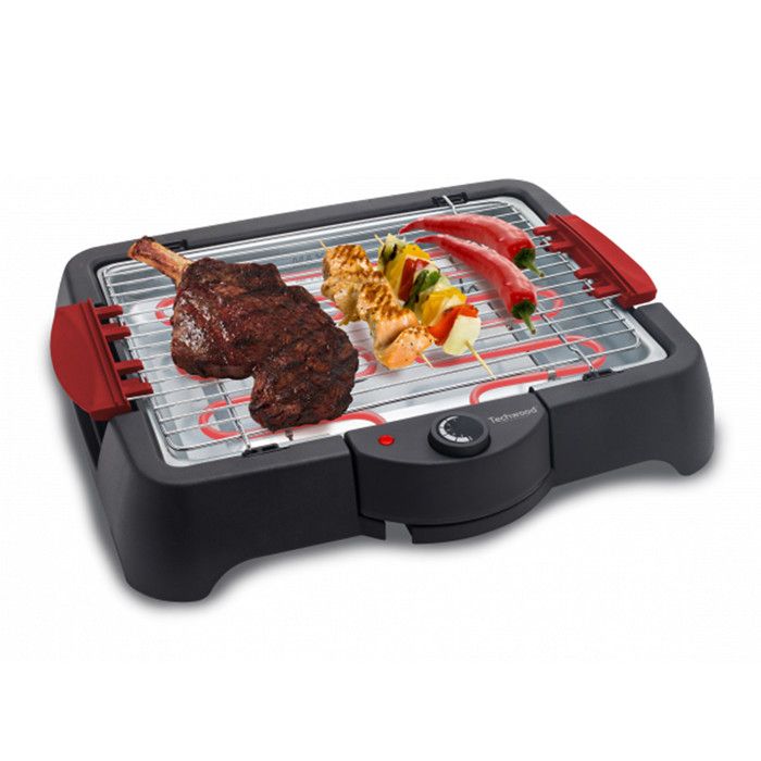 Techwood Barbecue Electrique de Table 2000W TBQ-2035 - Bac récupérateur de graisse Grille réglable sur 2 hauteurs
