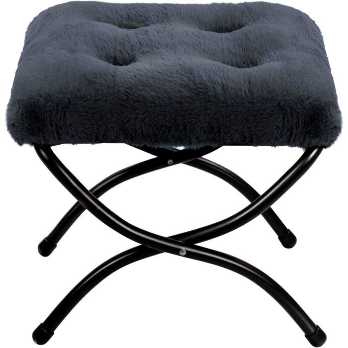 Tabouret de pied pliable métallique - Petit pouf rembourré