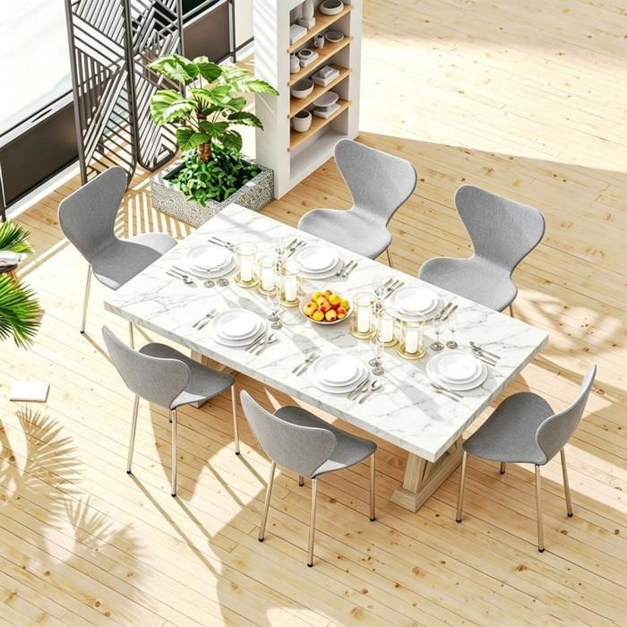 VIVOLILV Lot de 6 Chaises de Salle Manger GrisScandinaveEmpilableChaises de Cuisine Siège en PP Plastique45x42x825 cm