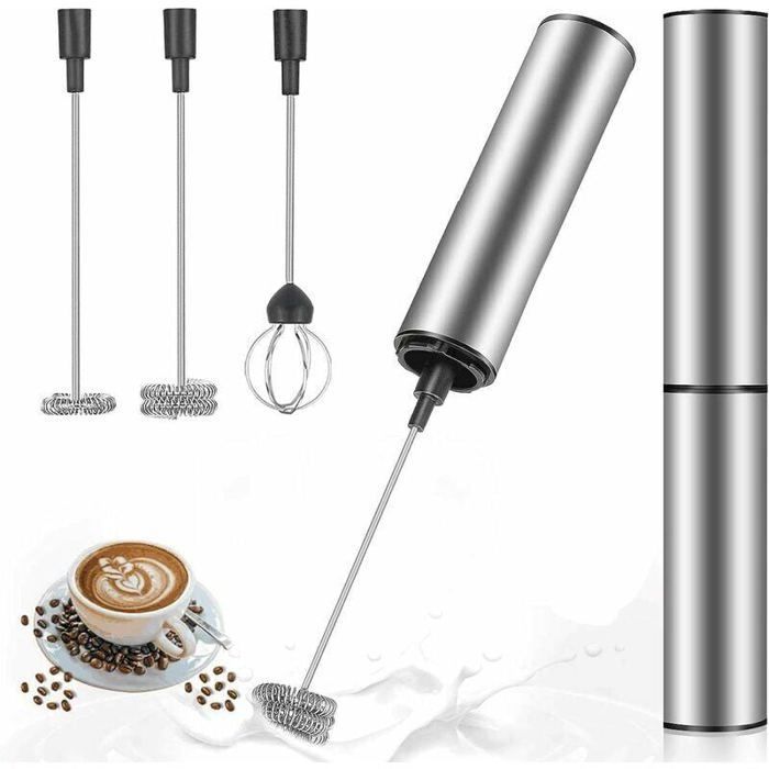 Mousseur à Lait USB Rechargeable Double Tête Acier Inox Pour Café Cappuccino Cocktails Mélangeur Compact mununo