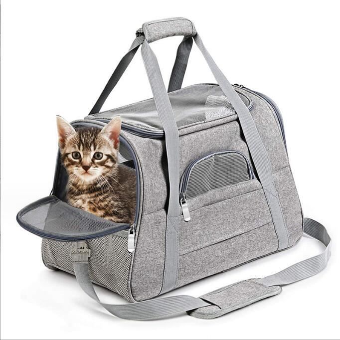 Meilleurs prix pour Sac de Transport Pliable pour Chien, Chat - Gris - Petit - Tissu Oxford - Extérieur