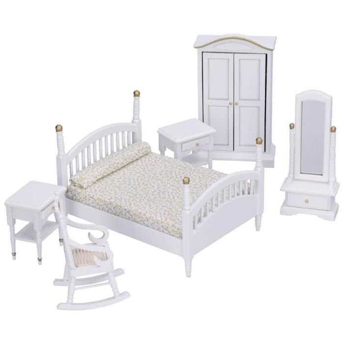 Lit superposé en bois miniature 1/12 avec échelles, accessoire de