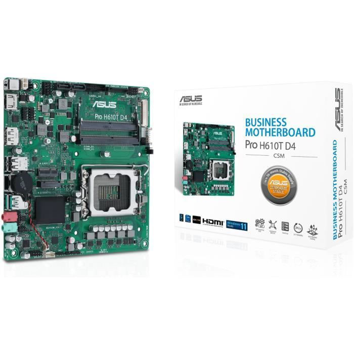 Carte mère - ASUS - Pro H610T D4-CSM - Intel H610 LGA 1700 mini ITX