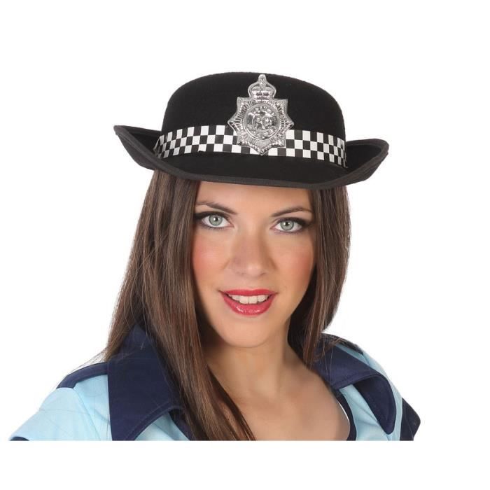 Chapeau de police ATOSA - Noir - Femme - Accessoire pour soirées à thème ou carnaval