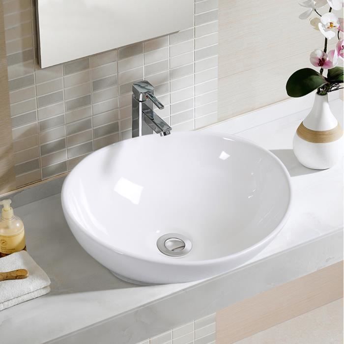 Vasque A Poser Lavabo Ovale En Ceramique Avec Design Moderne Pour
