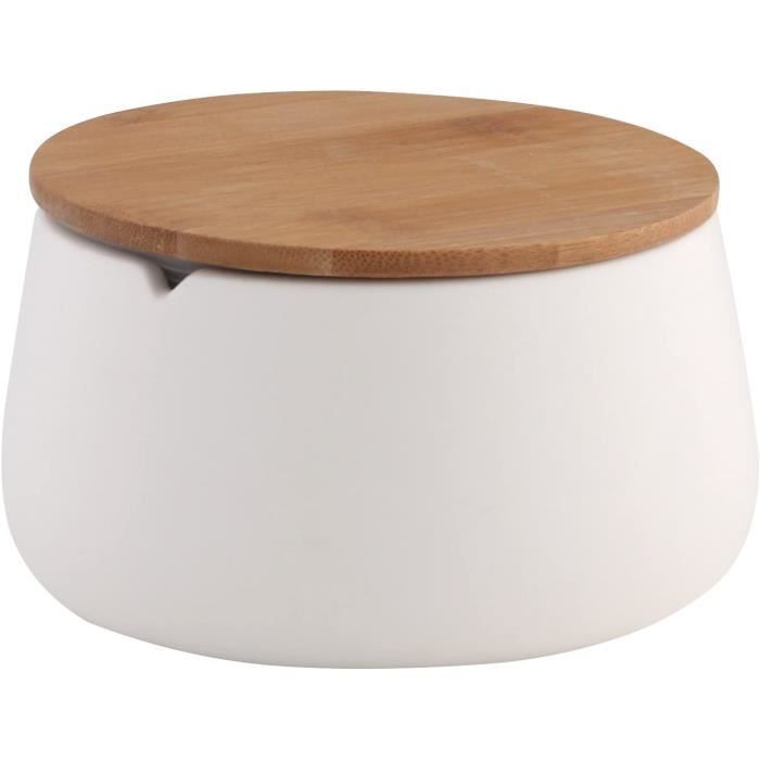 IDesign Pot Rangement Coton Avec Couvercle - Boîte Cosmétiques Salle De Bain Ronde Noir