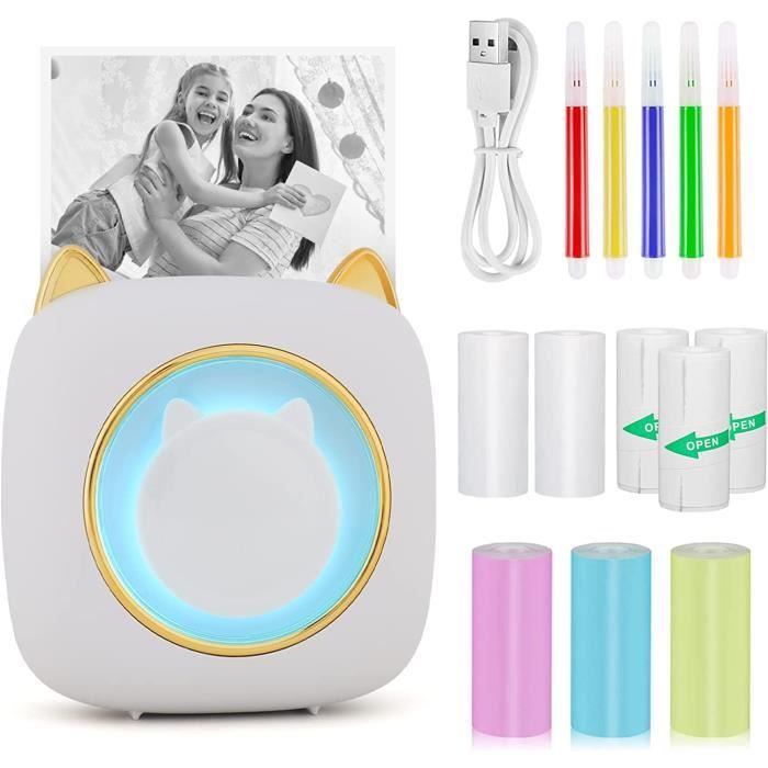 WANGCL Mini Imprimante Photo Mobile Bluetooth - Imprimante Thermique Portable Pour Photos Et Autocollants