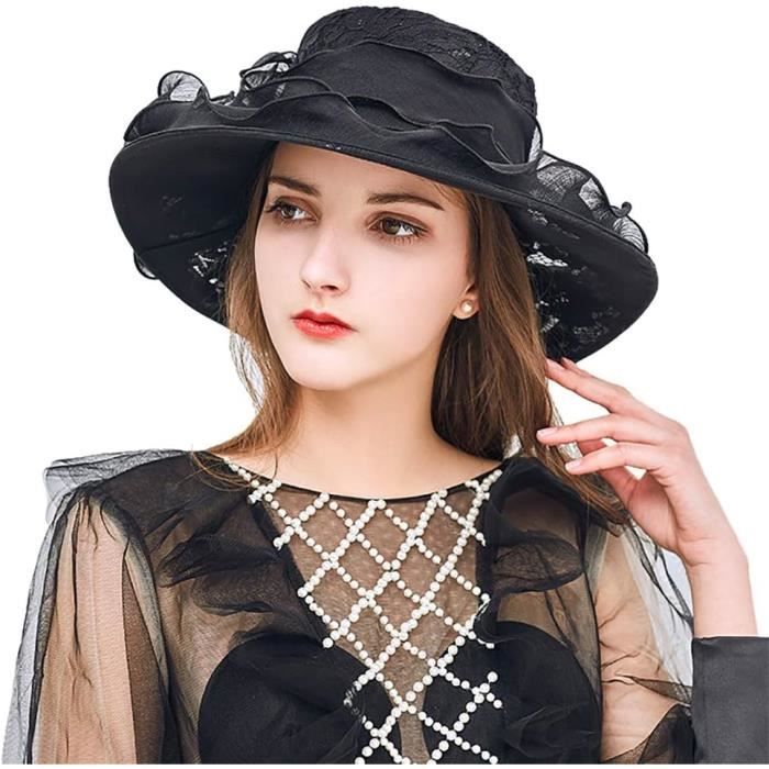 Chapeau De Mariage Dentelle Chapeau De Mariage Femme Capeline Pliable Tulle Elegante Chapeau De Soleil Protection Solaire Ca u7530 Noir Cdiscount Pret a Porter