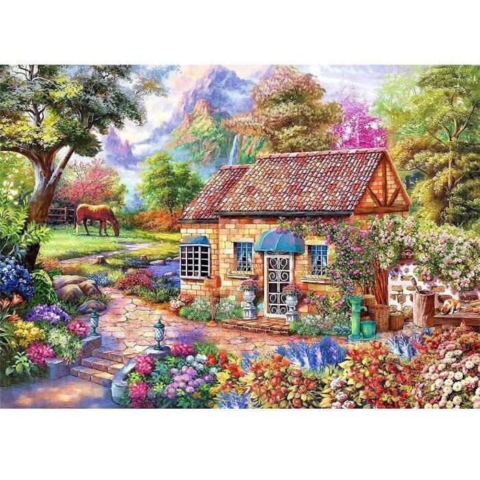 Puzzle de 1000 pièces, Puzzle pour Adultes, Puzzle Impossible, Puzzle  coloré, Jeu d'adresse pour Toute la Famille- Douce Maison