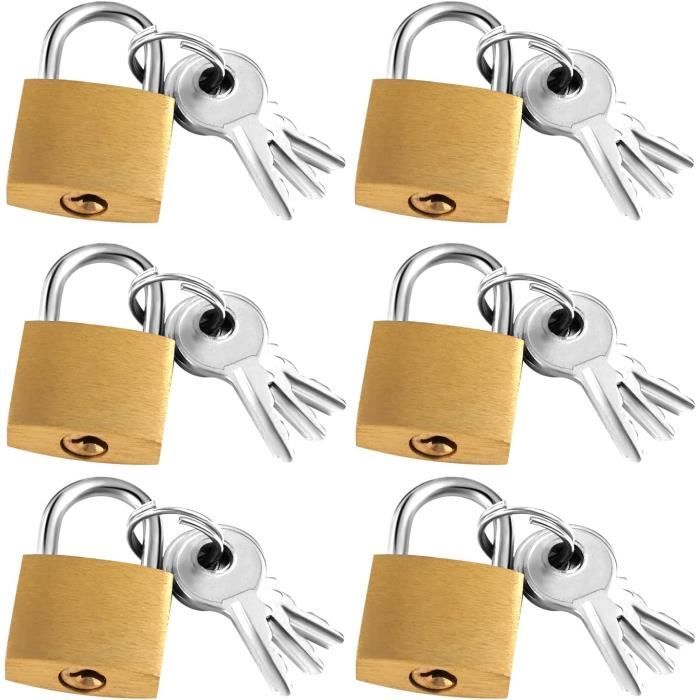 Lot De 3 Cadenas Laiton Avec 9 Clés - 26 Mm, étanches, Pour Valises, Casiers, Armoires