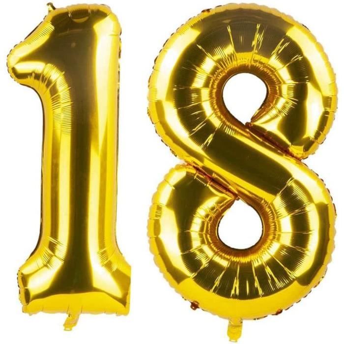 Ballon Aluminium Chiffre 18 De 40 Pouces(100Cm),Ballon Gonflable 18 Ans, Ballon En Mylar Doré Numéro 18 Pour 18E Anniversaire[u5832] - Cdiscount  Maison