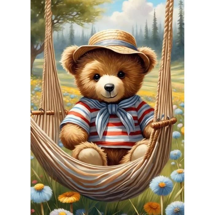 Jawecci Diamond Painting Bär Wald Motiv - 5D Diamantmalerei 30x40cm Für Erwachsene