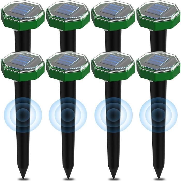 Taupe Ultrason Solaire 8 piècesAnti Taupe Ultrason Solaire avec IP65 Imperméable Utiliser à lextérieur ou dans Le Jardin