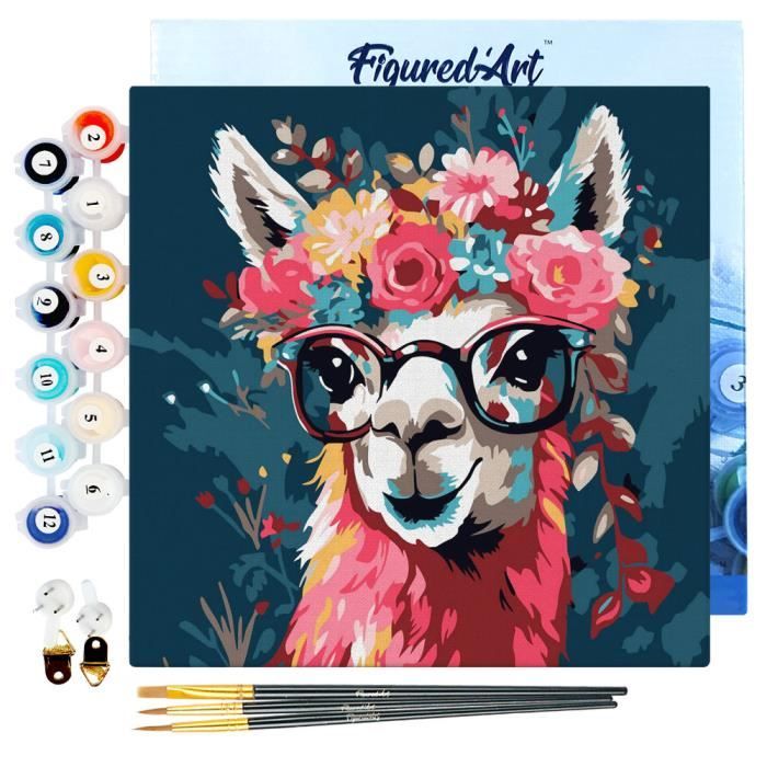 Figured’Art – Mini Peinture Par Numéro 20x20 Cm – Bouquet De Tulipes – Kit DIY Complet Pour Adulte – Cadeau Créatif Et Relaxant