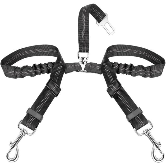 Ceinture Sécurité Chien Voiture 2 En 1 - Longueur Réglable 52-75 Cm, élastique, Réfléchissante