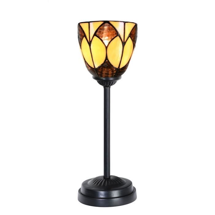 Coloured By Art - Tiffany Lampe - Lampe de table Tiffany slim noire avec Parabola Small