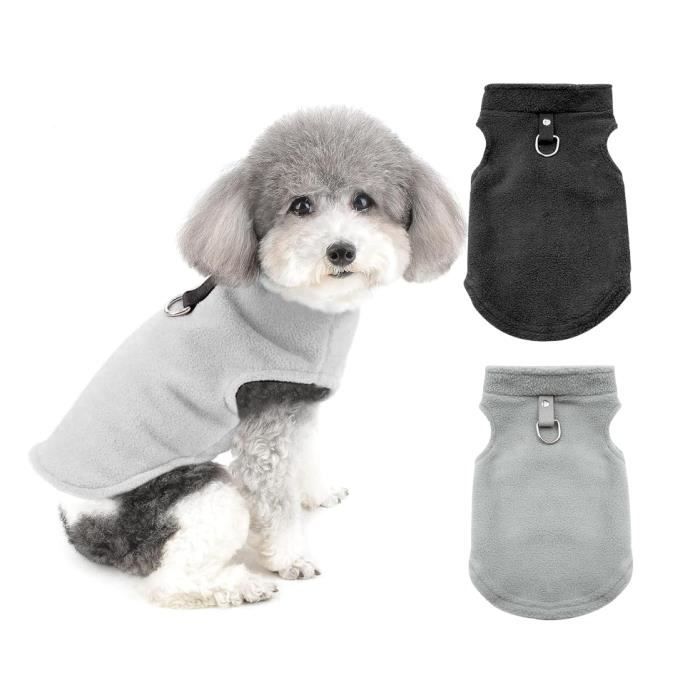 Lot de 2 Pulls pour Chien et Chat de Petite Taille - Petits Chiens Manteau dhiver Chaud Doux et Pelucheux- Noir Gris - XL (Veste)
