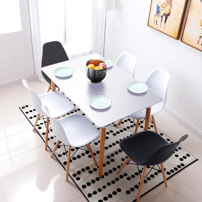 WISS Ensemble Salle à Manger Complet - Table + 6 Chaises - Design