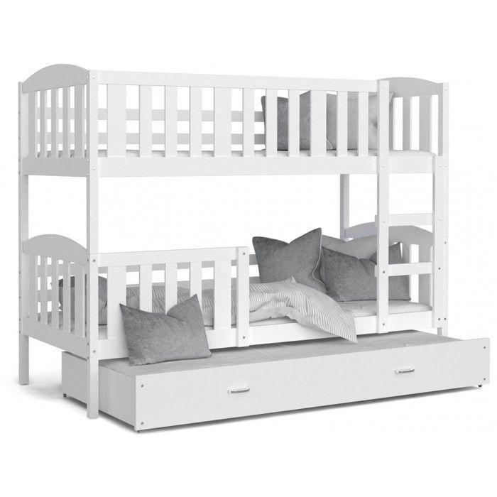 Lit Superposé 3 Places Conforama (2 Couchages + 1) Avec Matelas Doubles Inclus – Gris Métal