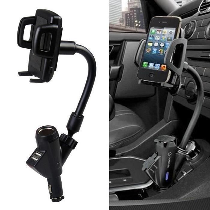 12-24 Prise d'Allume-Cigare double port USB de voiture pour iPad iPhone GPS  portable avec LED(Noir) - Cdiscount Auto