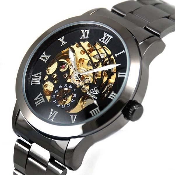 Montre Hommes Noir Titane Acier Bande Automatique MéCanique Squelette  Montres Hommes Mode Montre-Bracelet Reloj Hombre - Cdiscount Bijouterie