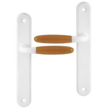 Poignée De Porte Intérieure En Aluminium Laqué Blanc Et Bois Clair Sur Plaque Bdc Entraxe 195 Mm Modane