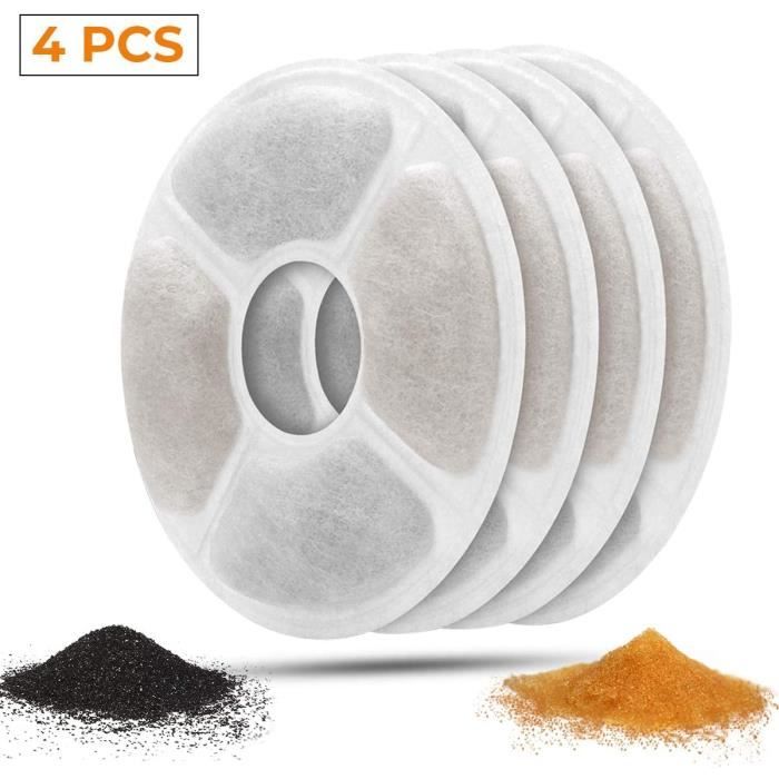 Filtre Fontaine Eau Chat Filtres pour Fontaine à Eau Chat (4 Pcs), Pet Fountain Filters avec Résine Echangeuse D'ions et Charbon Act