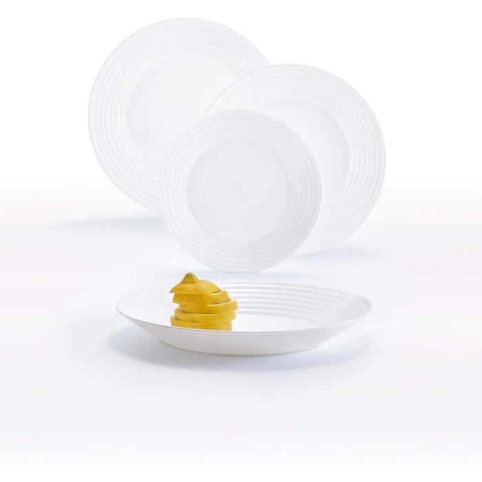 ARC Harena Service de Table en Verre Opale Extra résistant pour 6