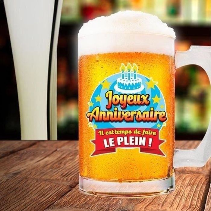 Chope De Biere Avec Inscription Joyeux Anniversaire Cdiscount Maison