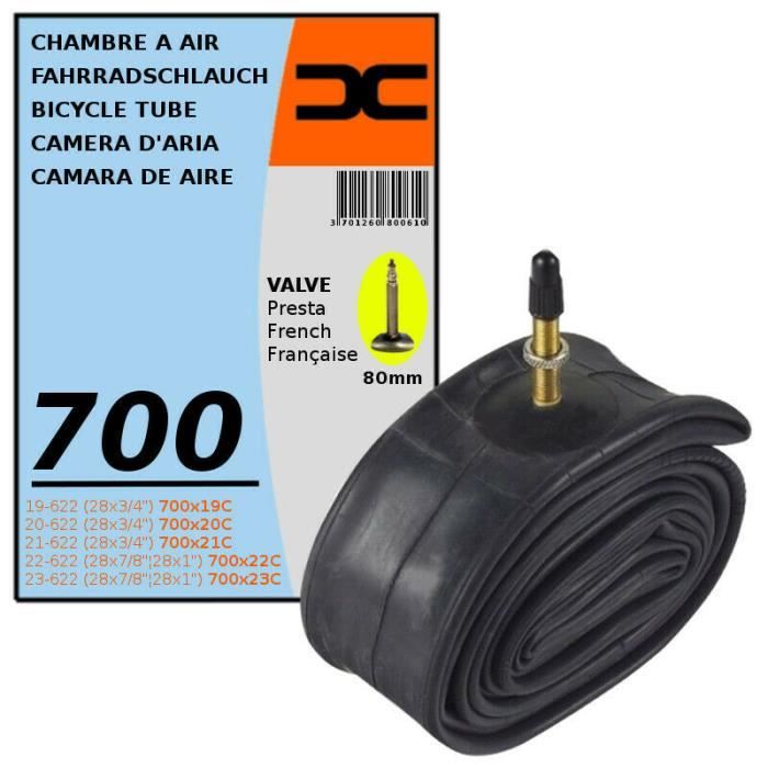 Chambre A Air Velo 700x19c 23c 19 23 622 Valve Presta 80mm Route Course Prix Pas Cher Cdiscount