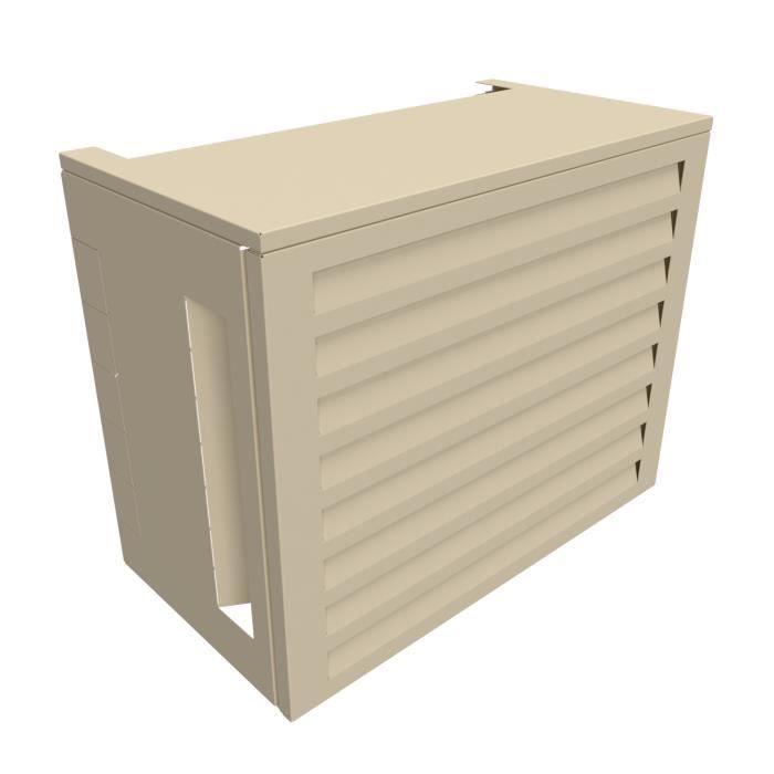 Cache Climatiseur et Pompe à Chaleur Acoustique ATOLE - Ventelle Crème - Aluminium Thermolaqué - T1 : H. 80 x L. 100 x P. 54 cm