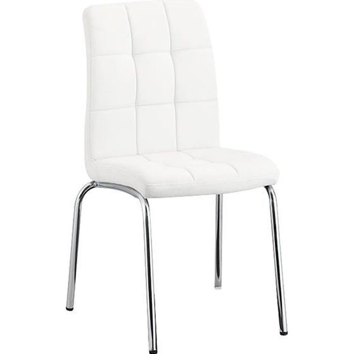 Chaise Salle A Manger Blanche Nursia Designetsamaison Achat Vente Chaise Cdiscount