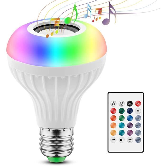 Ampoule Bluetooth LED,2 EN 1 Lampe,Couleurs E27 Enceinte Mus