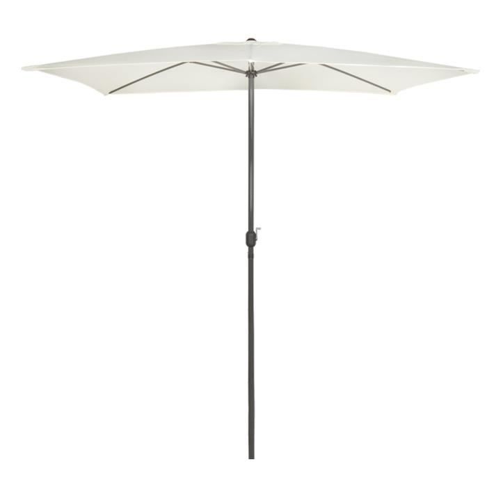 Parasol de jardin rectangulaire Aktive - Mât aluminium - Couleur crème