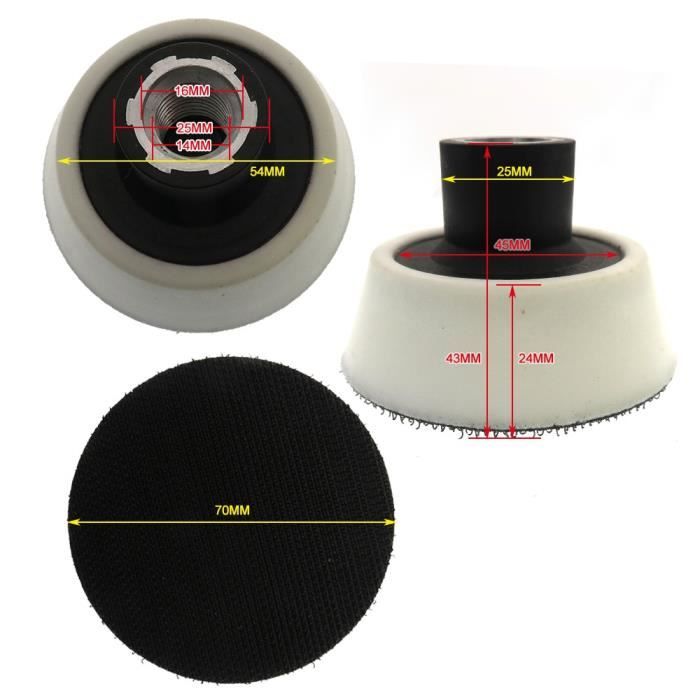 Disque De Ponçage 75 Mm, Avec Crochet Et Boucle, Filetage M6, Tampons