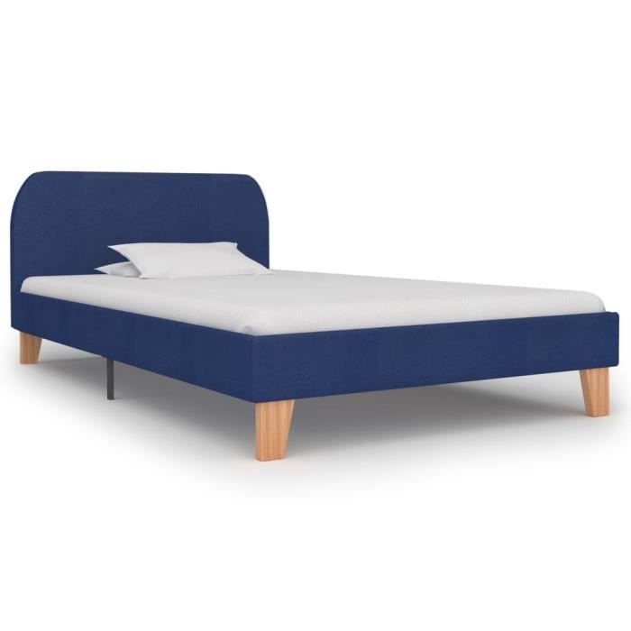 lit grand - cadre de lit bleu tissu 90 x 200 cm - moderne style industriel