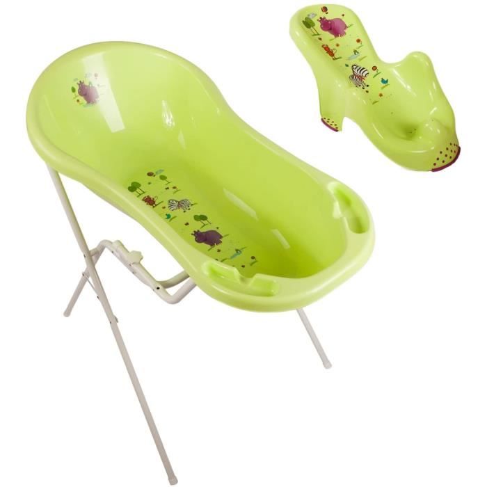 Bouchon évacuation Baignoire Bébé XXL 100cm Funny Farm - Blanc Avec Bouchon - Sécurité Et Confort Nouveau-Né Baignoire Bébé Motif Ludique