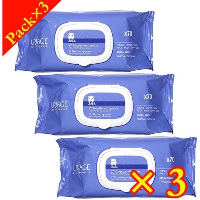 Lot De 3 Uriage Bebe 1ere Lingette Nettoyante 70pcs Cdiscount Puericulture Eveil Bebe