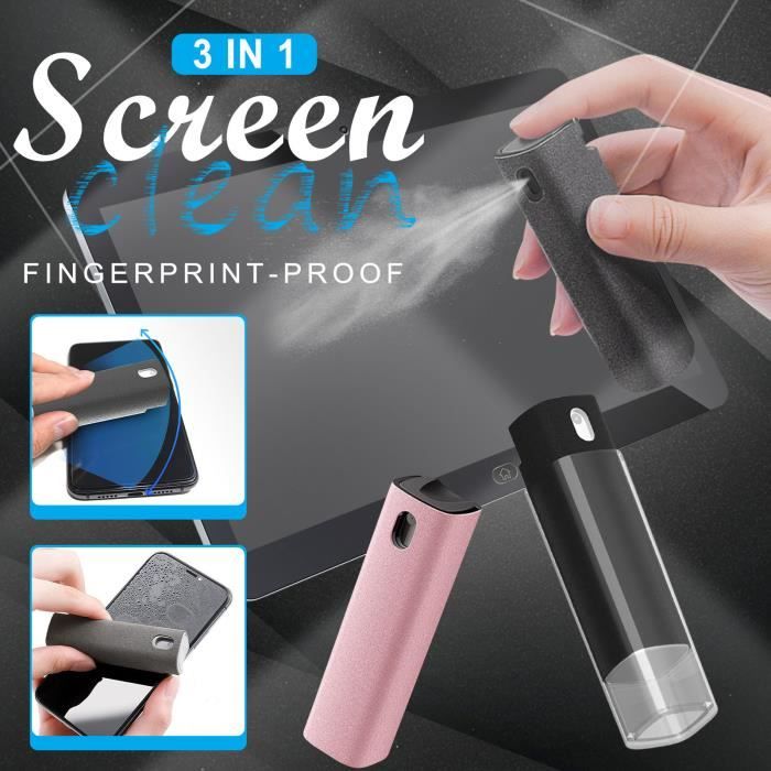 Nettoyant Écran 3-en-1 Anti-Empreintes – Spray + Chiffon Microfibre Intégré – Compatible IPhone 16, Smartphones, Tablettes, Ordinateurs