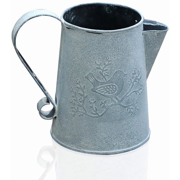 Mini Arrosoir Vintage En Fer - 9x8,5 Cm - Décoration De Jardin Ou Vase - Style Rétro Avec Lettres Gravées