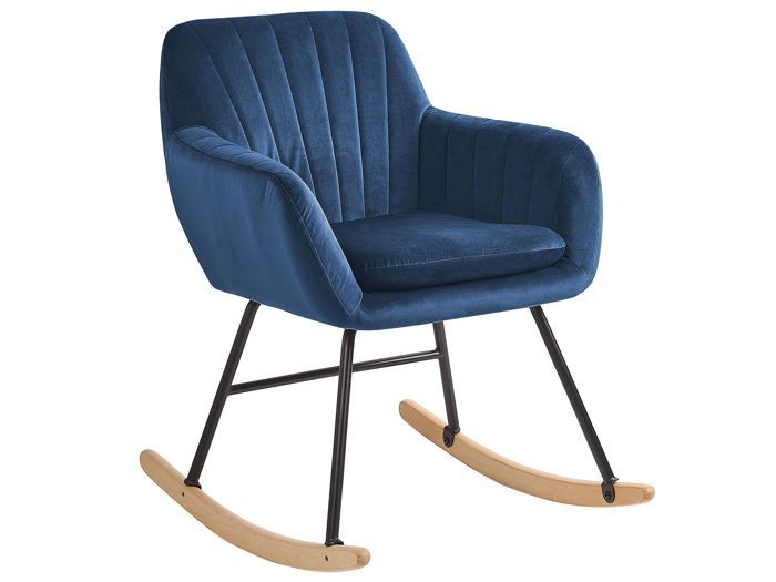 chaise à bascule en velours bleu cobalt liarum