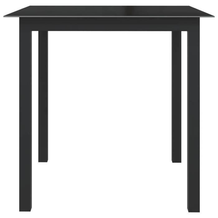 BET Table de jardin Noir 80x80x74 cm Aluminium et verre BET9306191940738