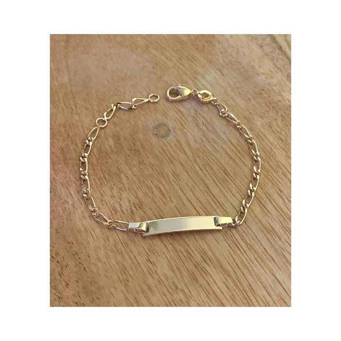 Bracelet Identité Enfant Plaqué Or 18 Carats Maille Figaro